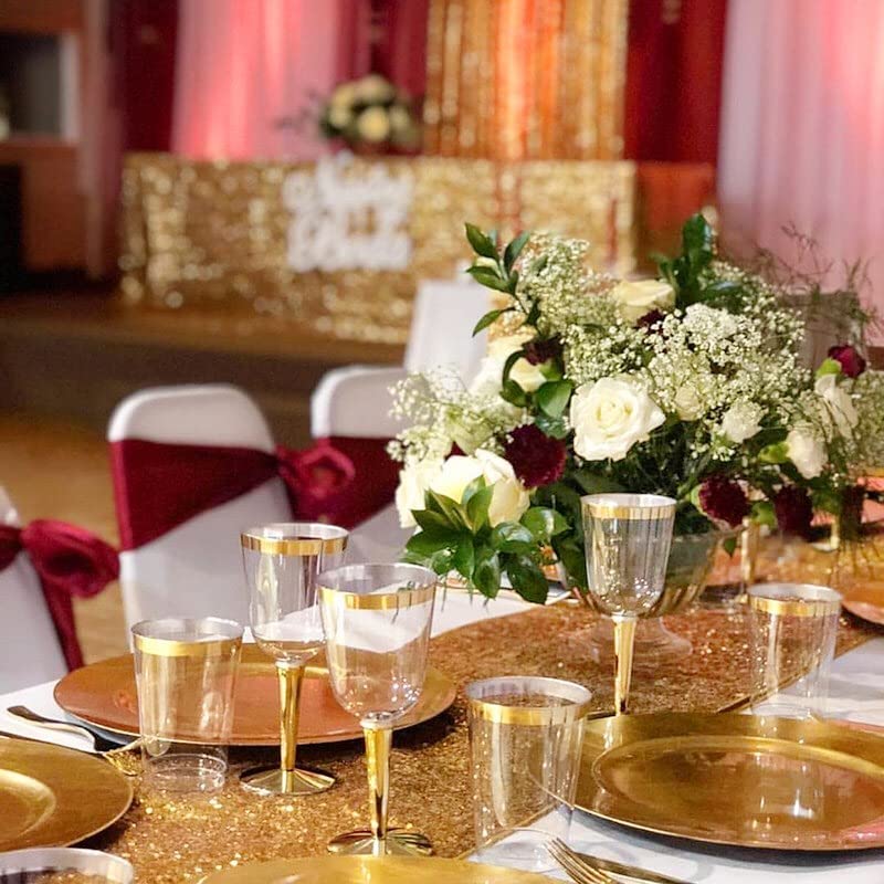 B.Cool B-COOL Gold Table Runner Sequin Table Runners 4 Pack 12x72 Inch Glitter Runners for Party Wedding Birthday Thanksgiving Table Decorations Christmas Engagement Anniversary Decor - Image 4